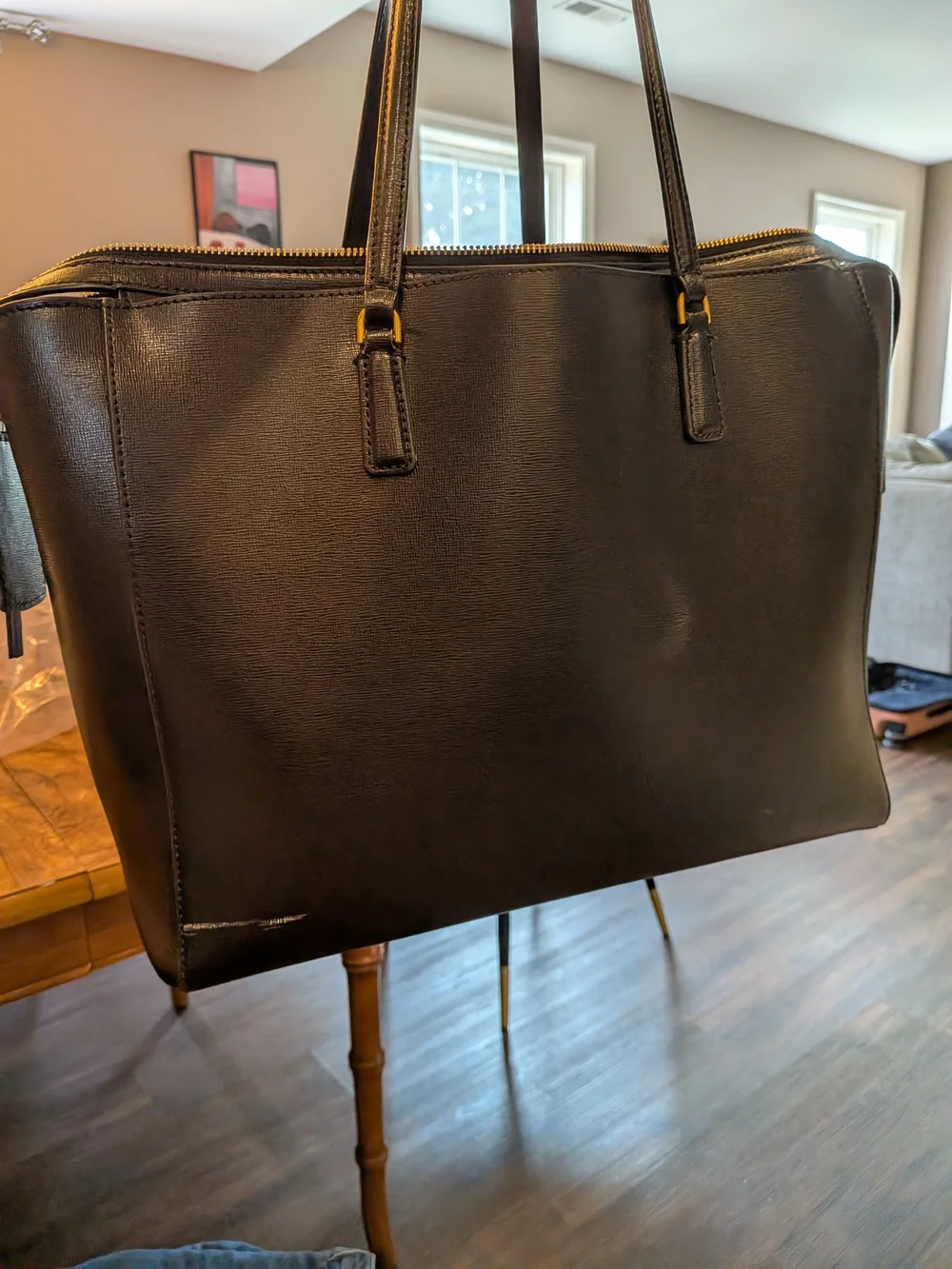 Tory Burch Black Leather Double-Handle Tote